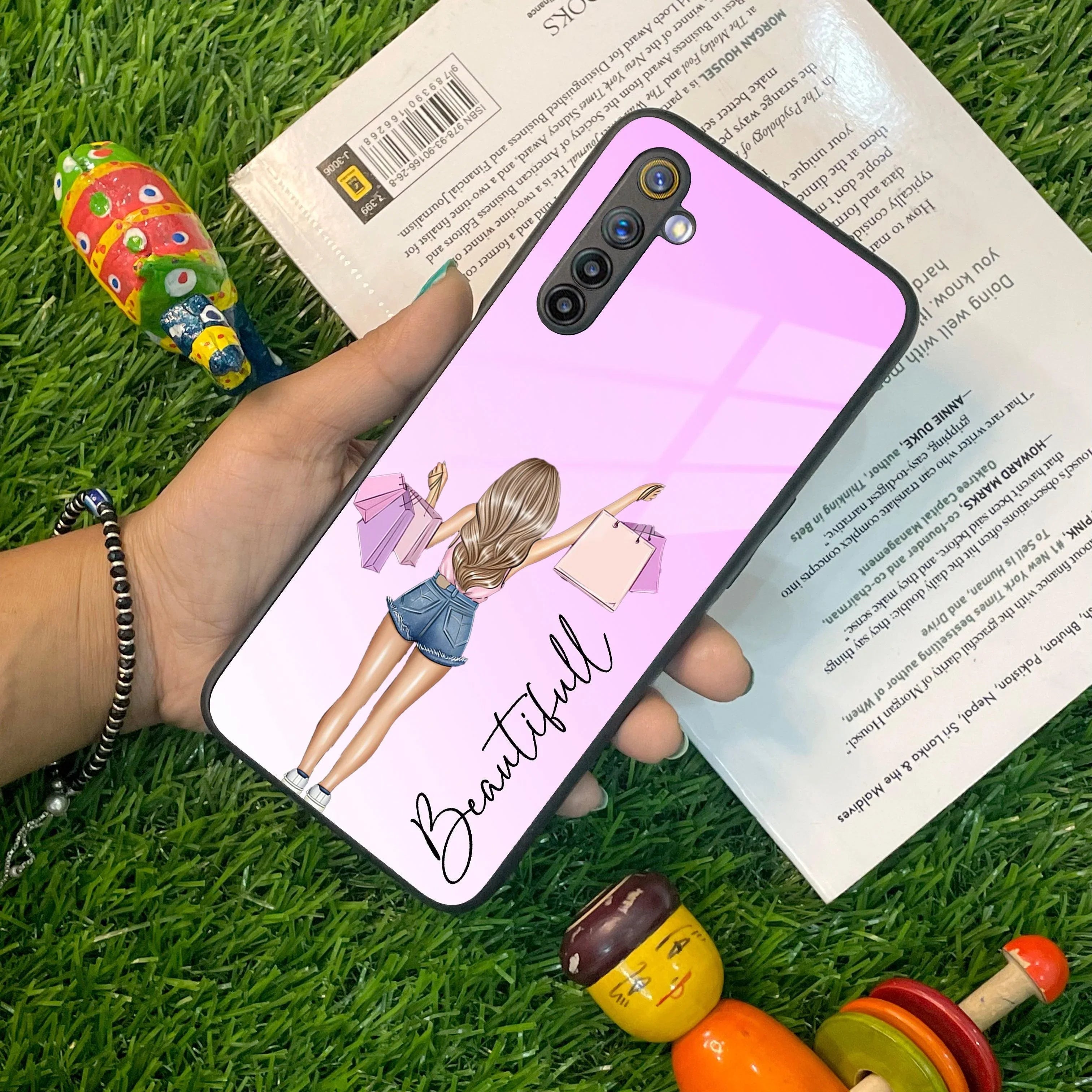 Girl With Bag Customize Name Glass Case For Realme/Narzo - ShopOnCliQ