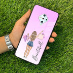 Girl With Bag Customize Name Glass Case For Vivo - ShopOnCliQ