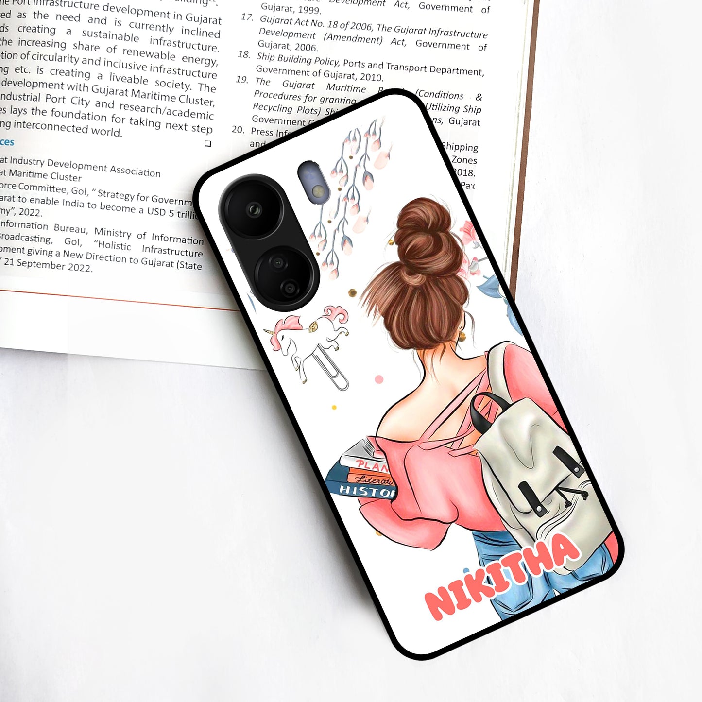 Girl With Book Glossy Metal Case Cover For Redmi