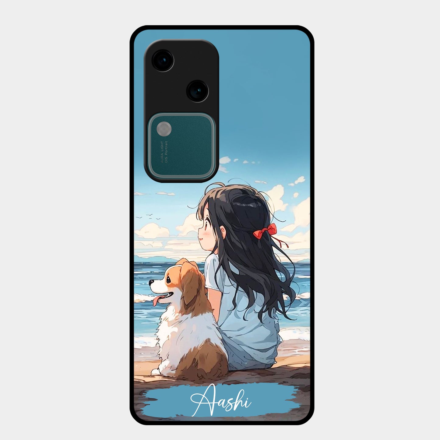 Girl With Dog Glossy Metal Case Cover For Vivo