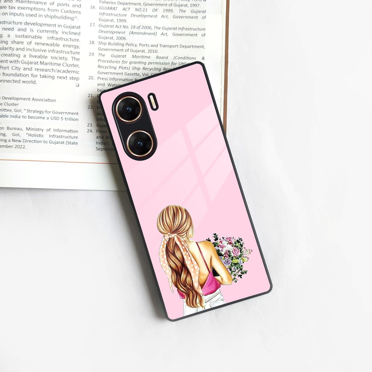 Styles Girl With Flower Glass Case For Vivo - ShopOnCliQ