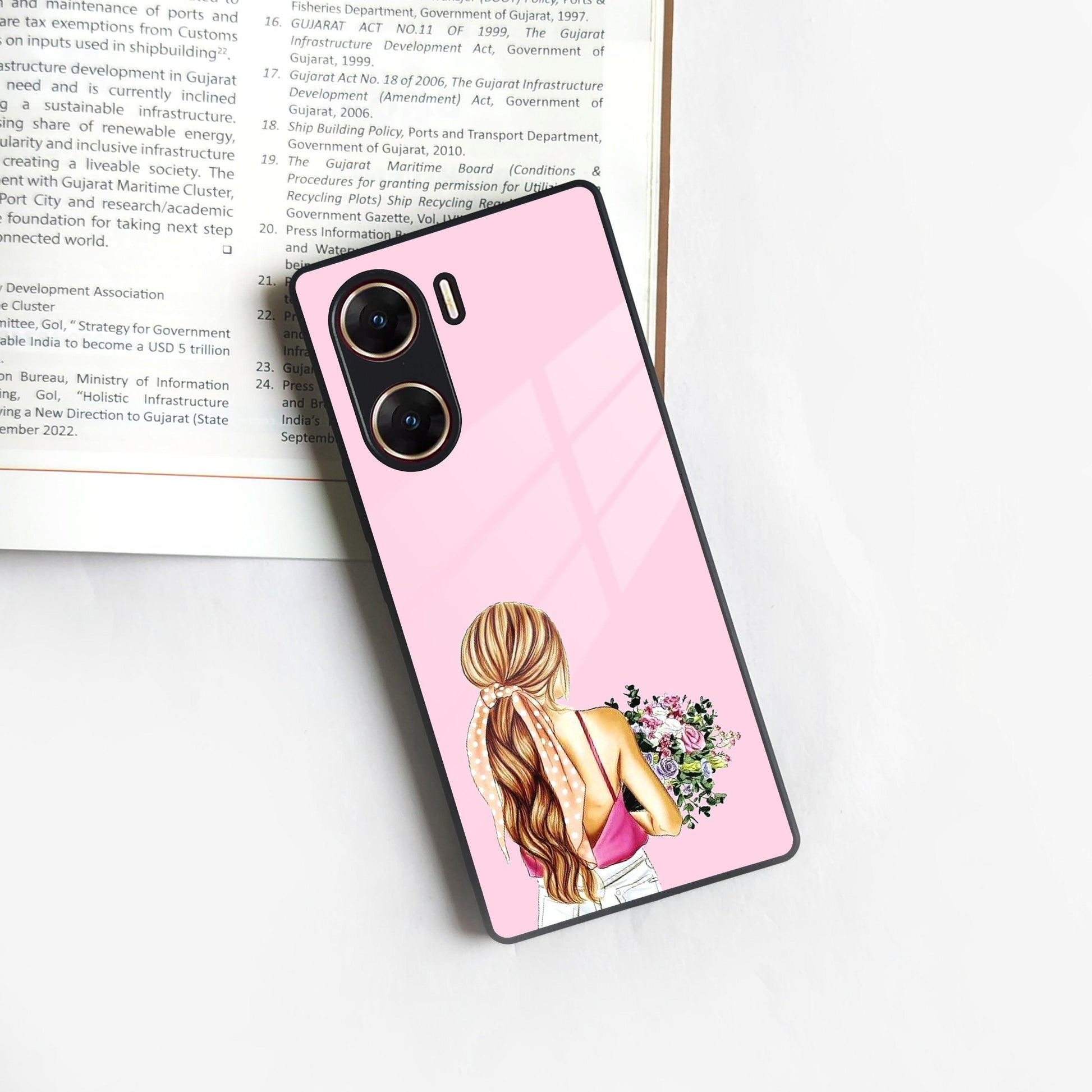 Styles Girl With Flower Glass Case For Vivo - ShopOnCliQ