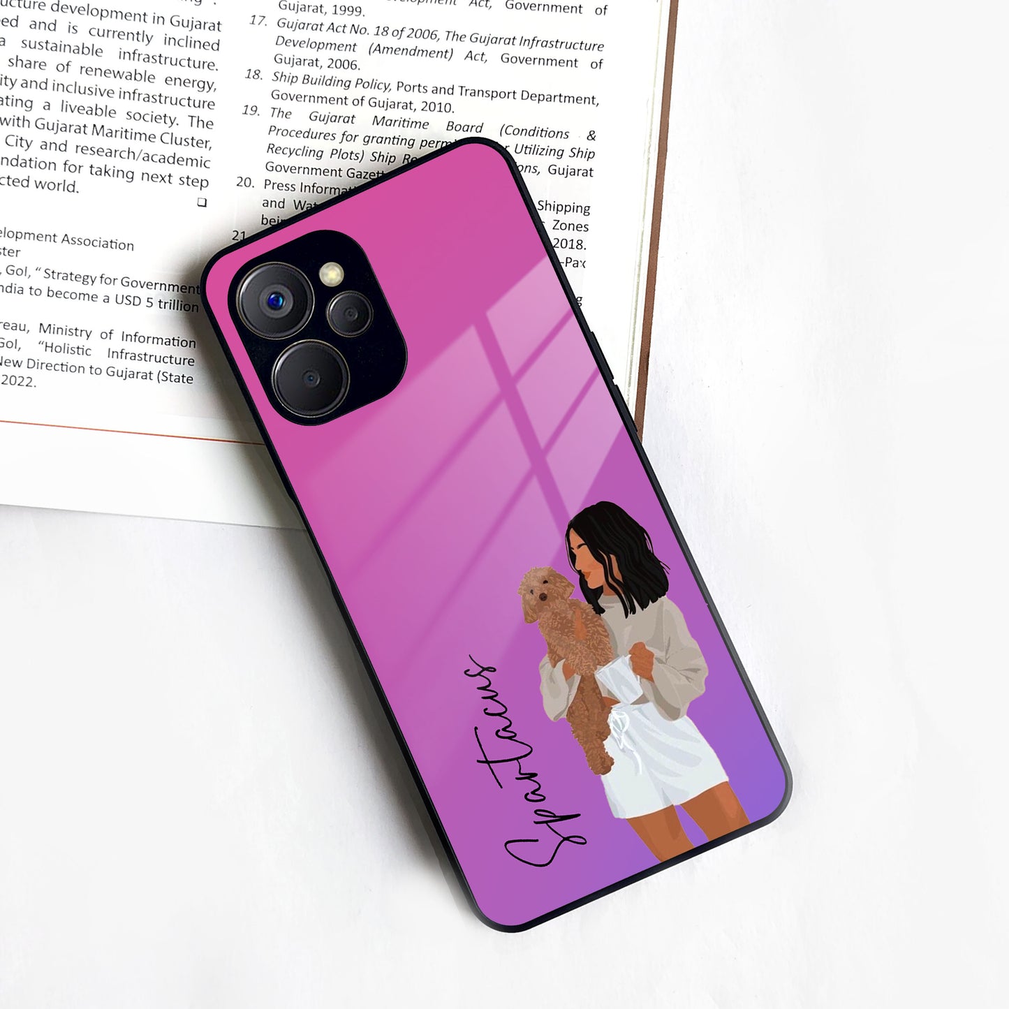 Customize Pet Name Glass Case For Realme/Narzo