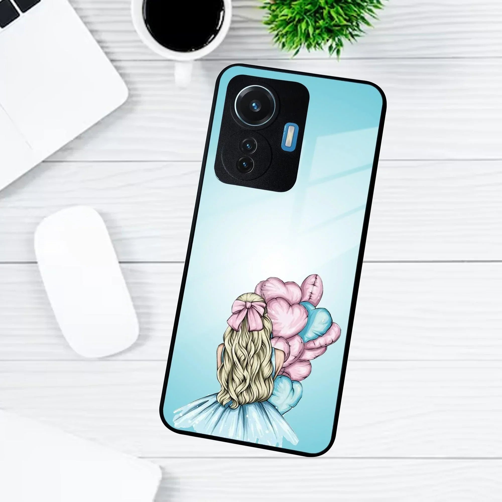 Styles Girl With Balloon Glass Case For Vivo - ShopOnCliQ