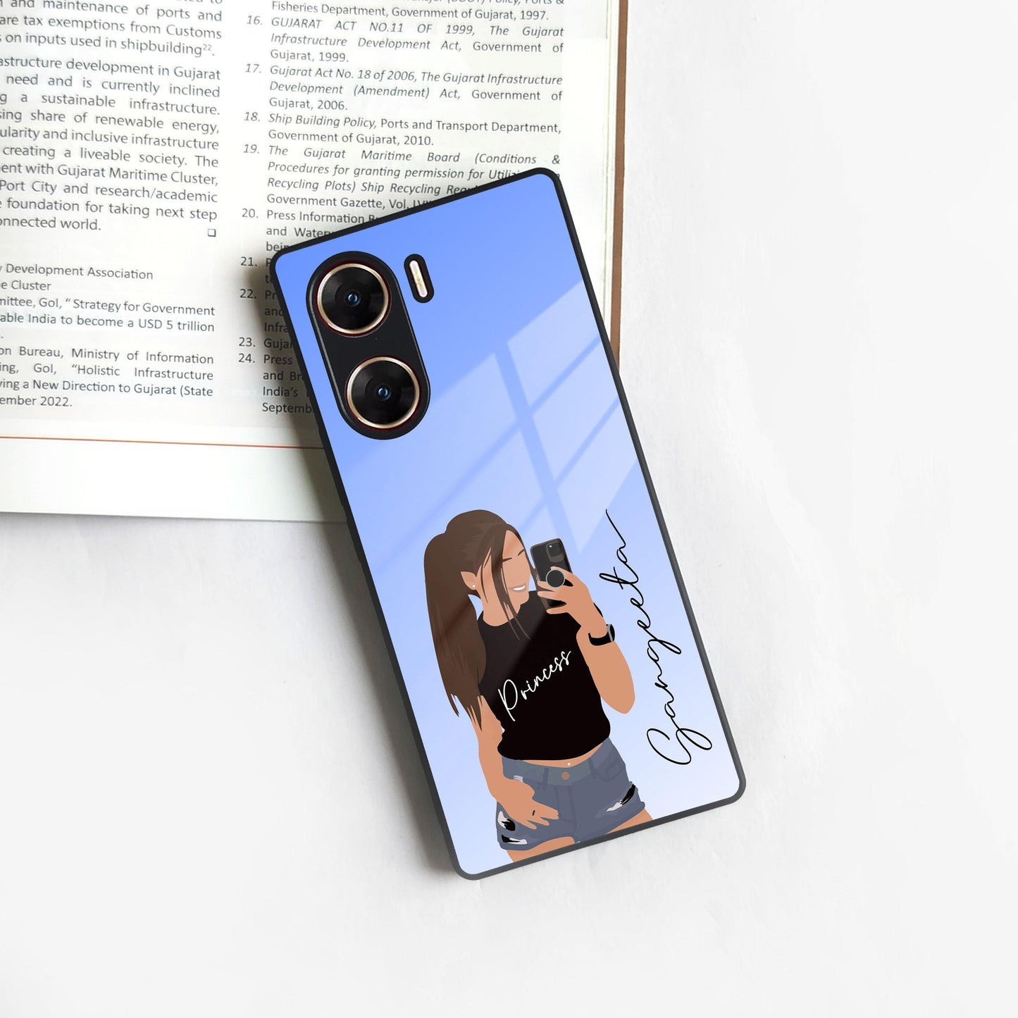 Mobile Girl Glass Case For Vivo