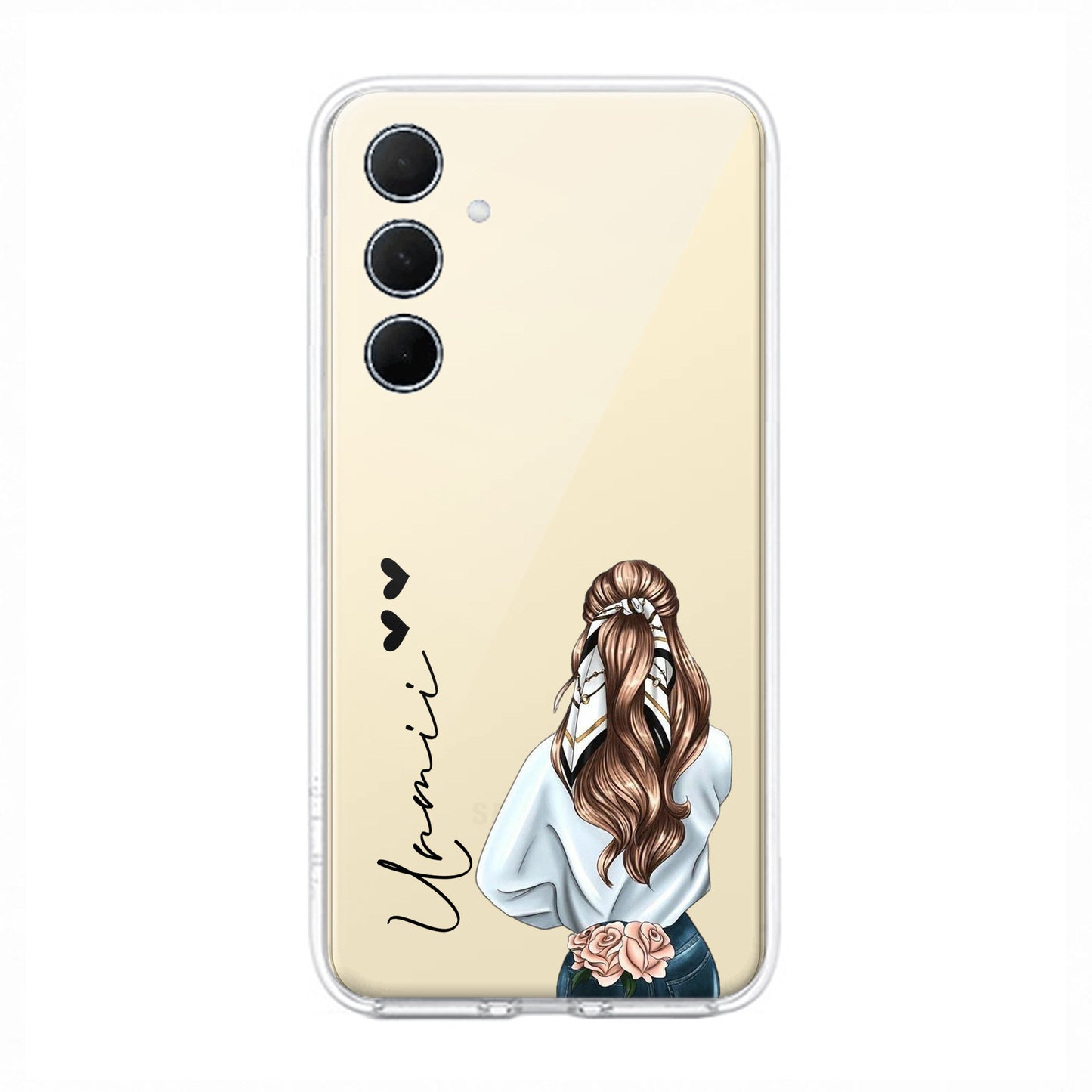 Girl With Flower Customized Transparent Silicon Case For Samsung