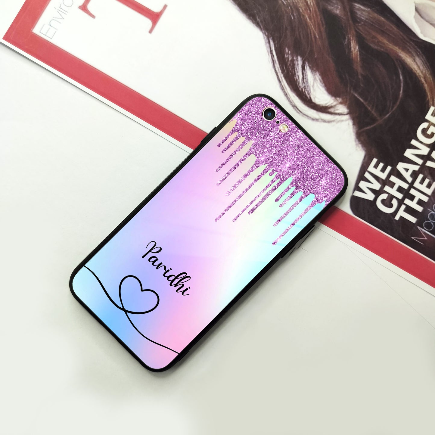 MultiColor Glitter Glass Case For iPhone
