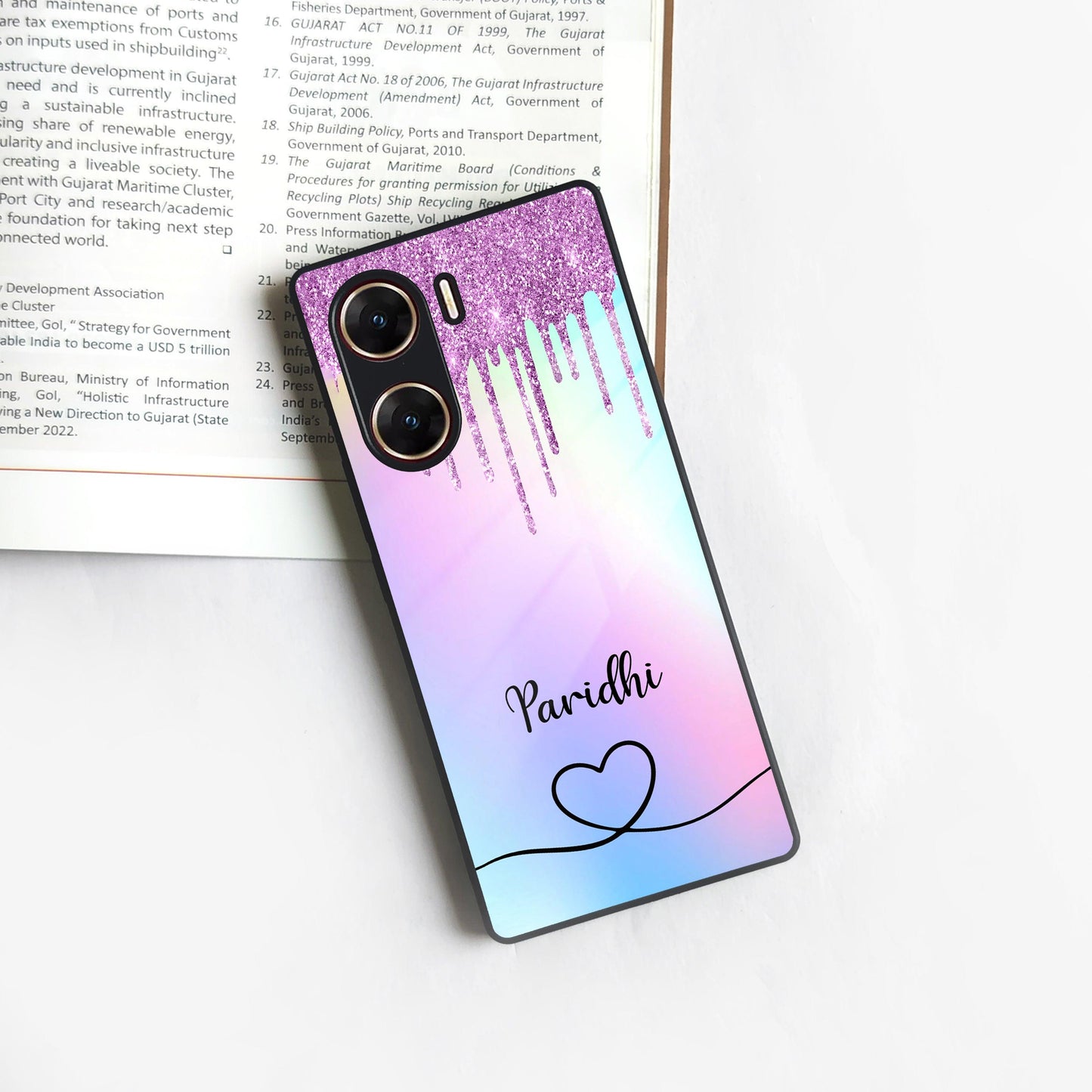 MultiColor Glitter Glass Case For Vivo