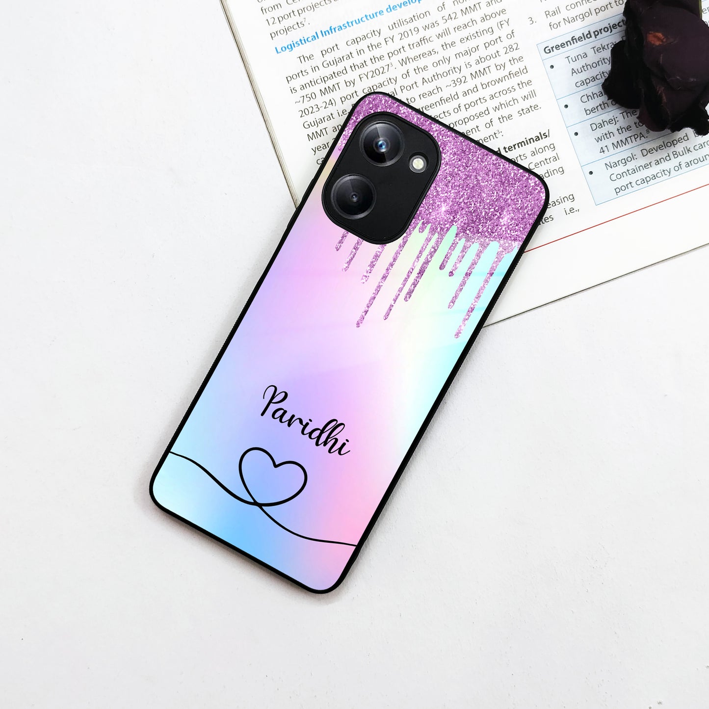 MultiColor Glitter Glass Case For Realme/Narzo