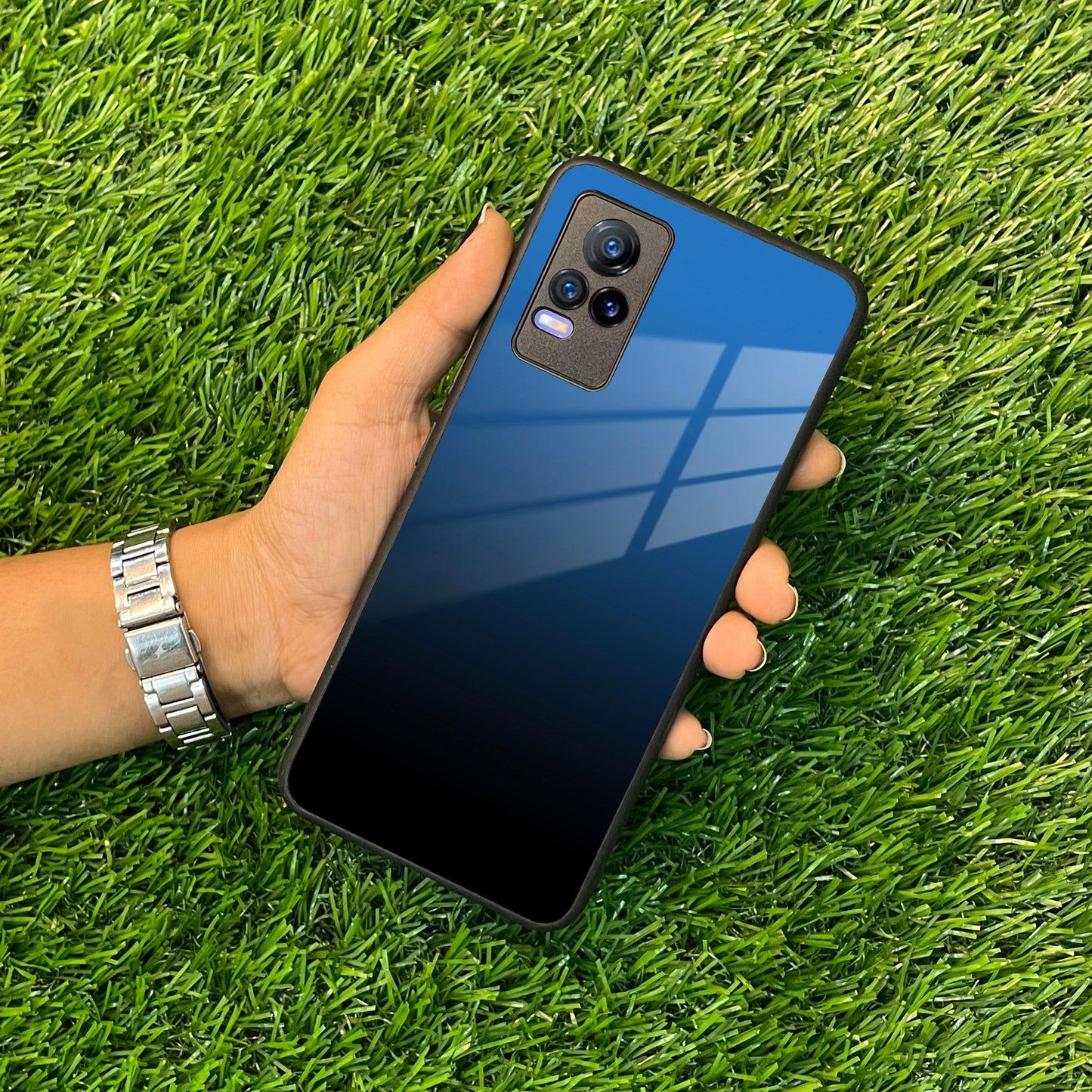 Blue Gradient Glass Case Cover For Vivo