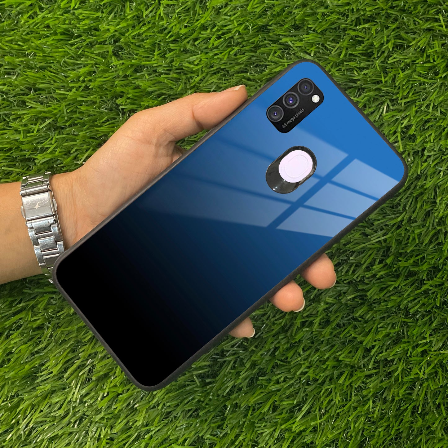 Blue Gradient Glass Case Cover For Samsung