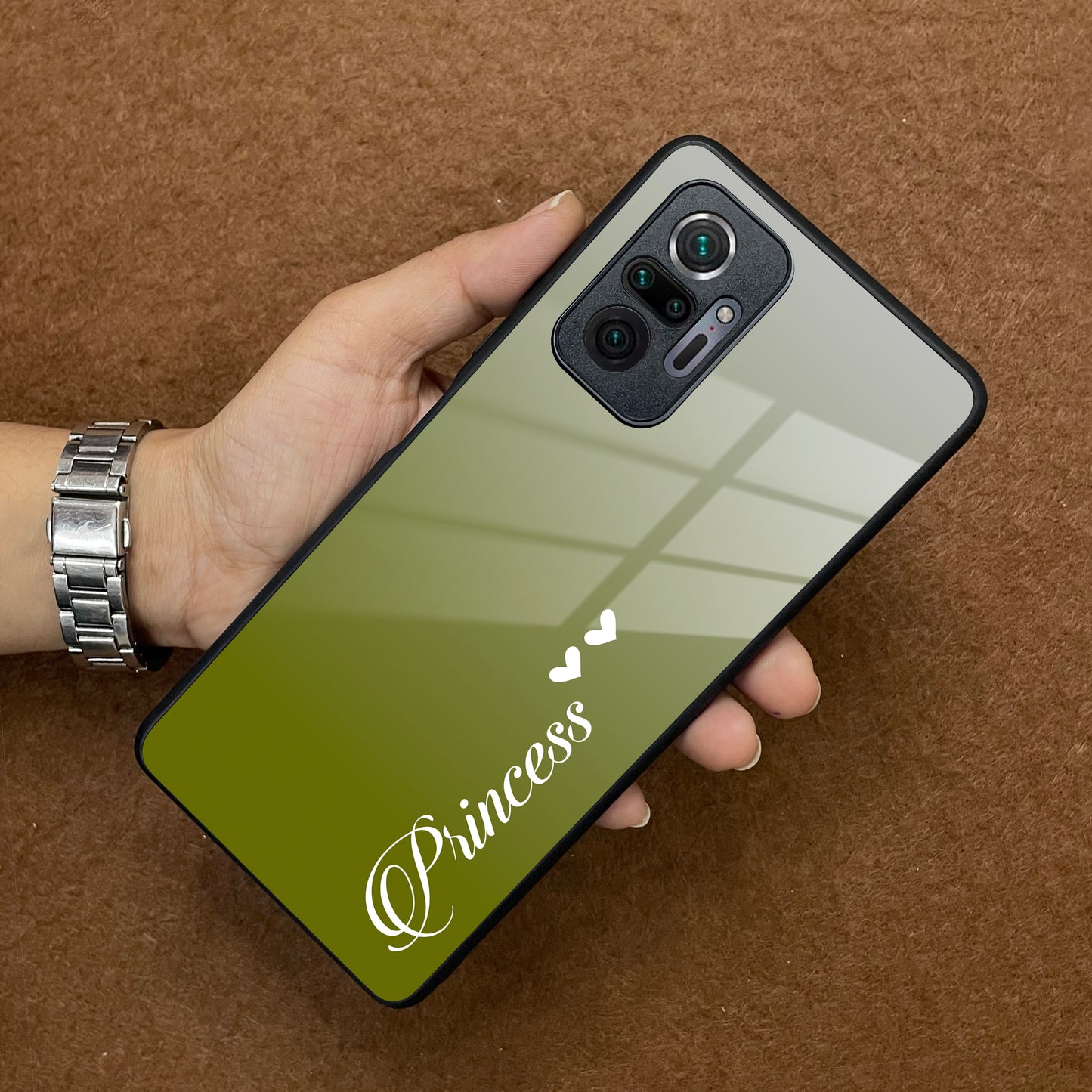 Customize Name Gradient Glass Case Cover Mint Green For Redmi/Xiaomi