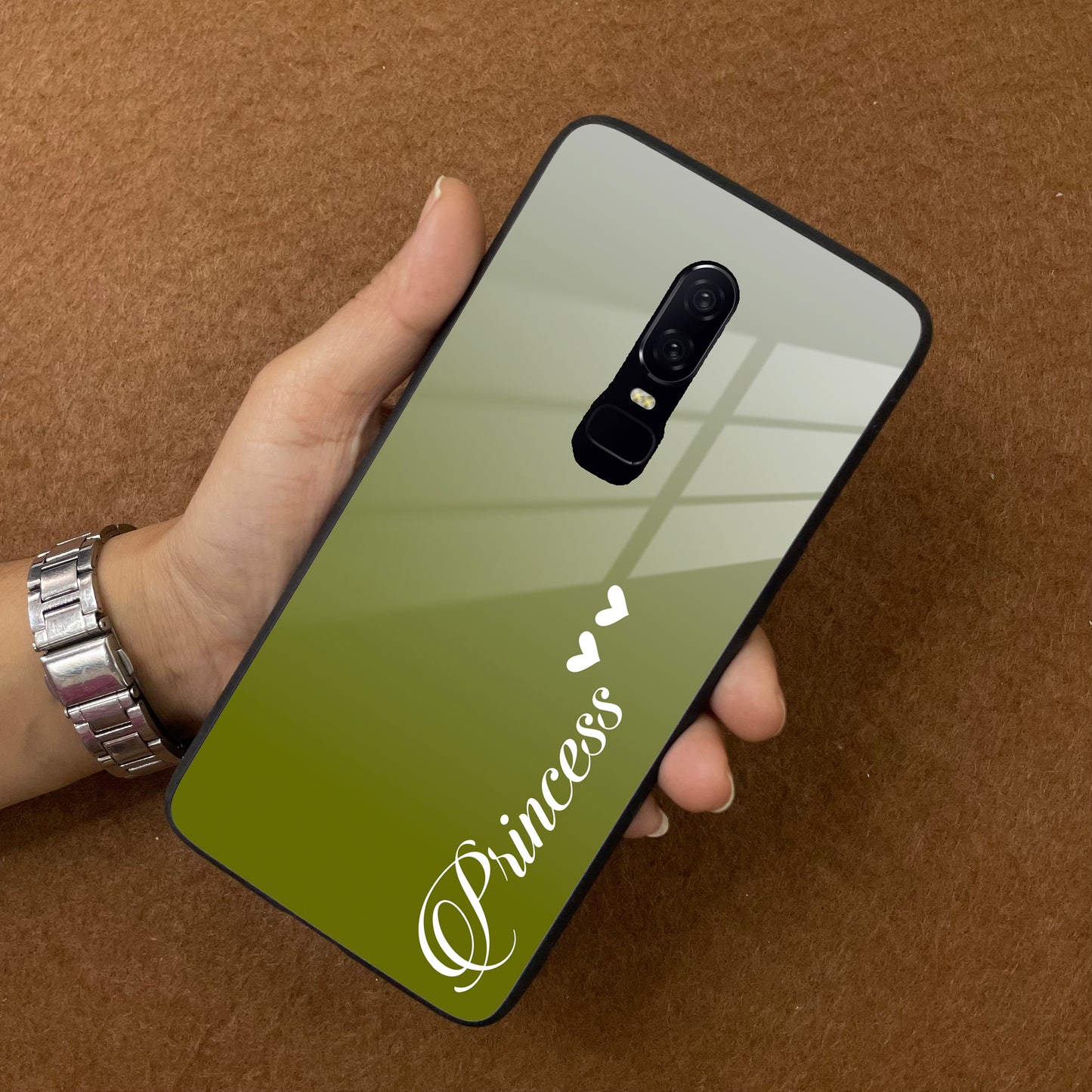 Customize Name Gradient Glass Case Cover Mint Green For OnePlus