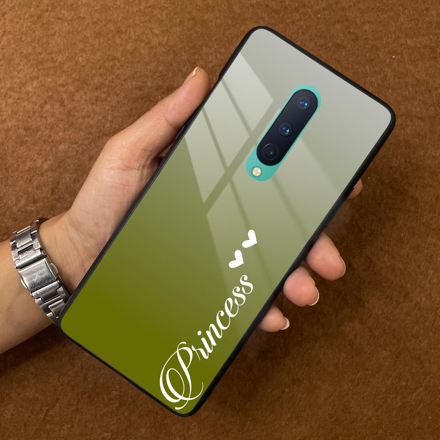 Customize Name Gradient Glass Case Cover Mint Green For OnePlus