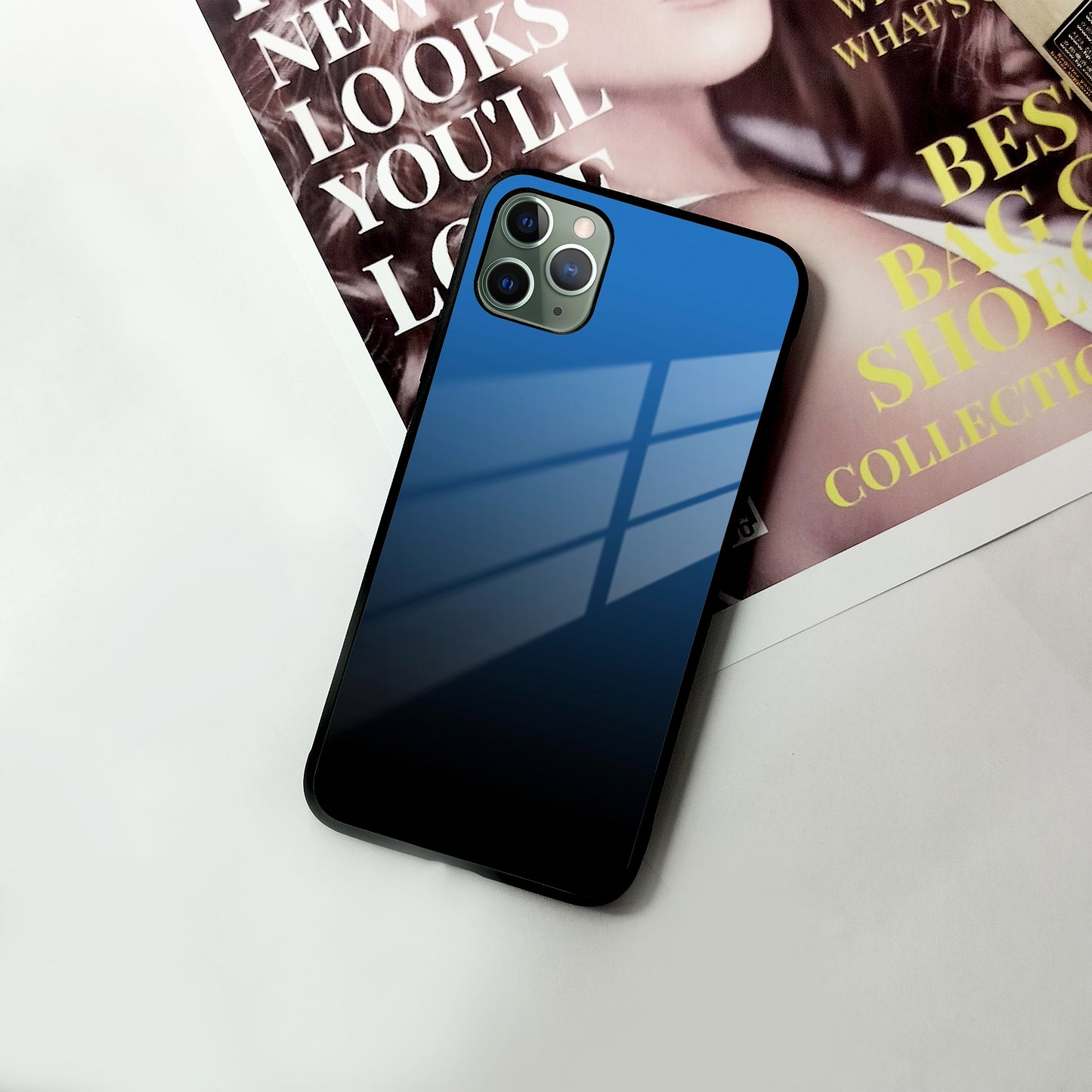Blue Gradient Glass Case Cover For iPhone