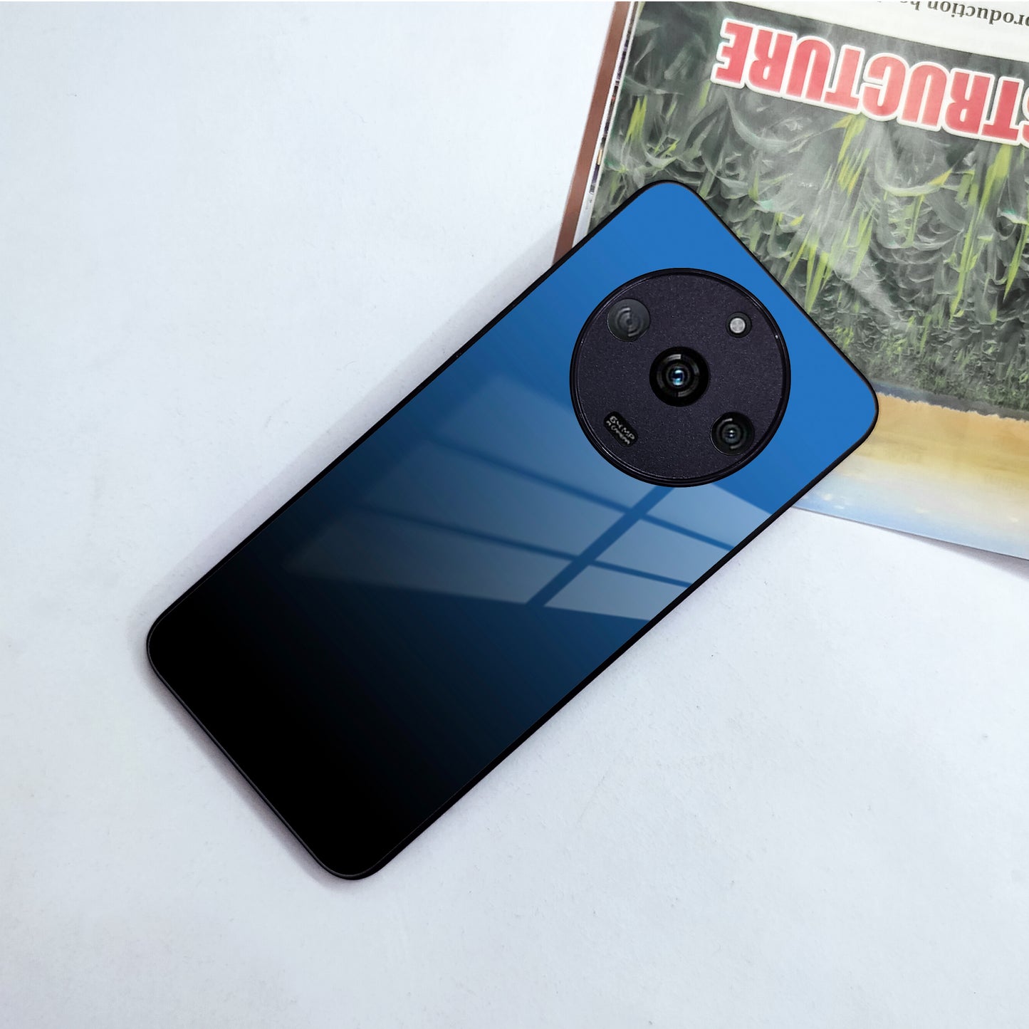 Blue Gradient Glass Case Cover For Realme/Narzo