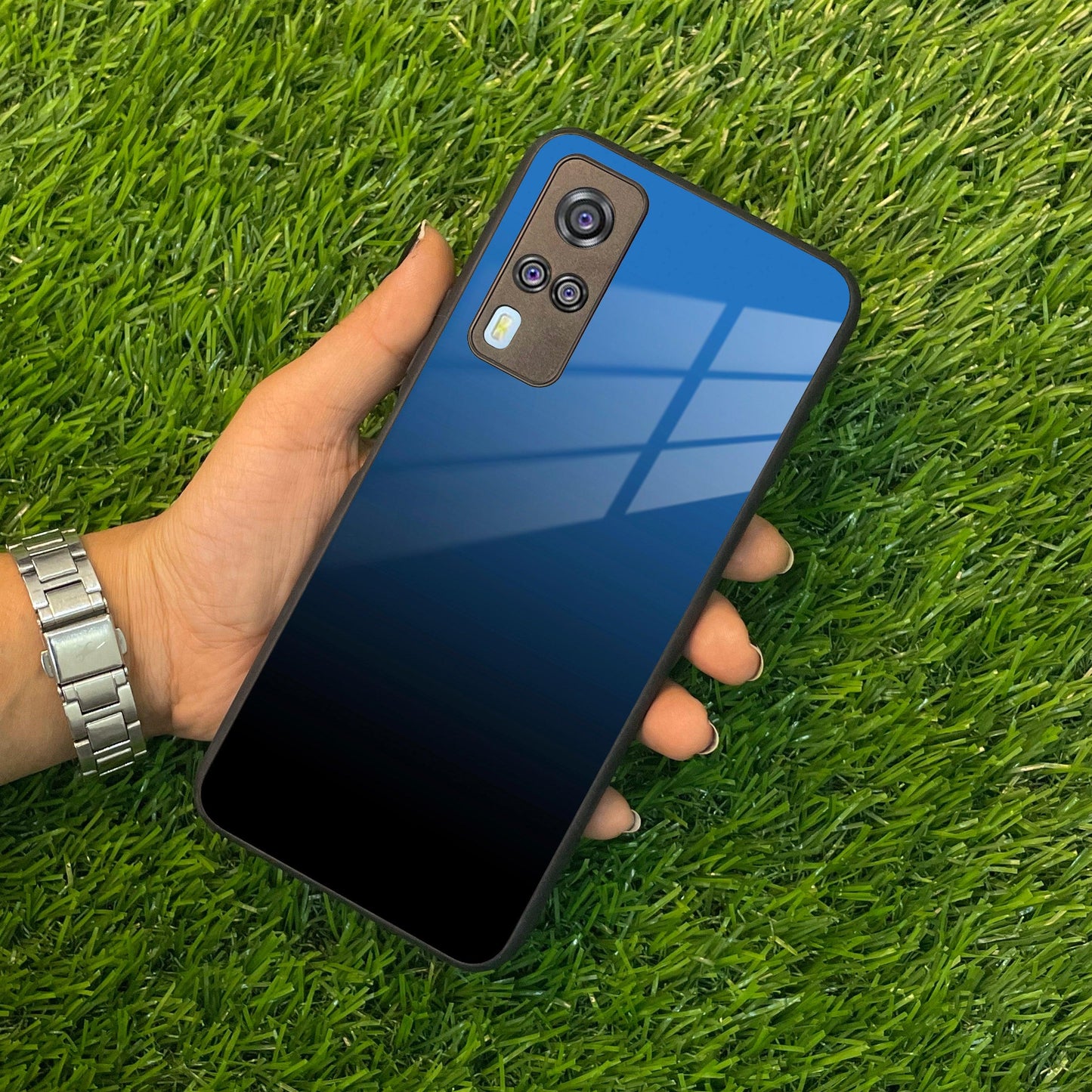 Blue Gradient Glass Case Cover For Vivo