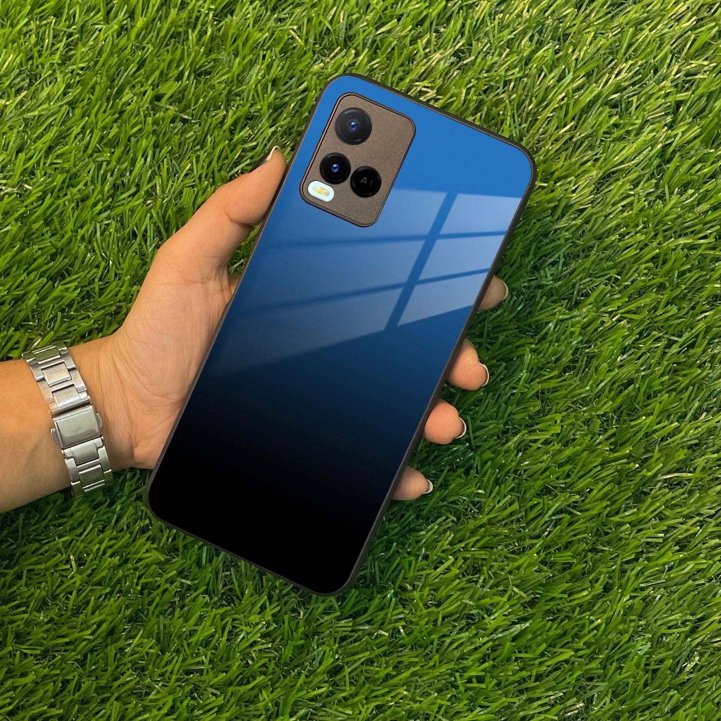 Blue Gradient Glass Case Cover For Vivo