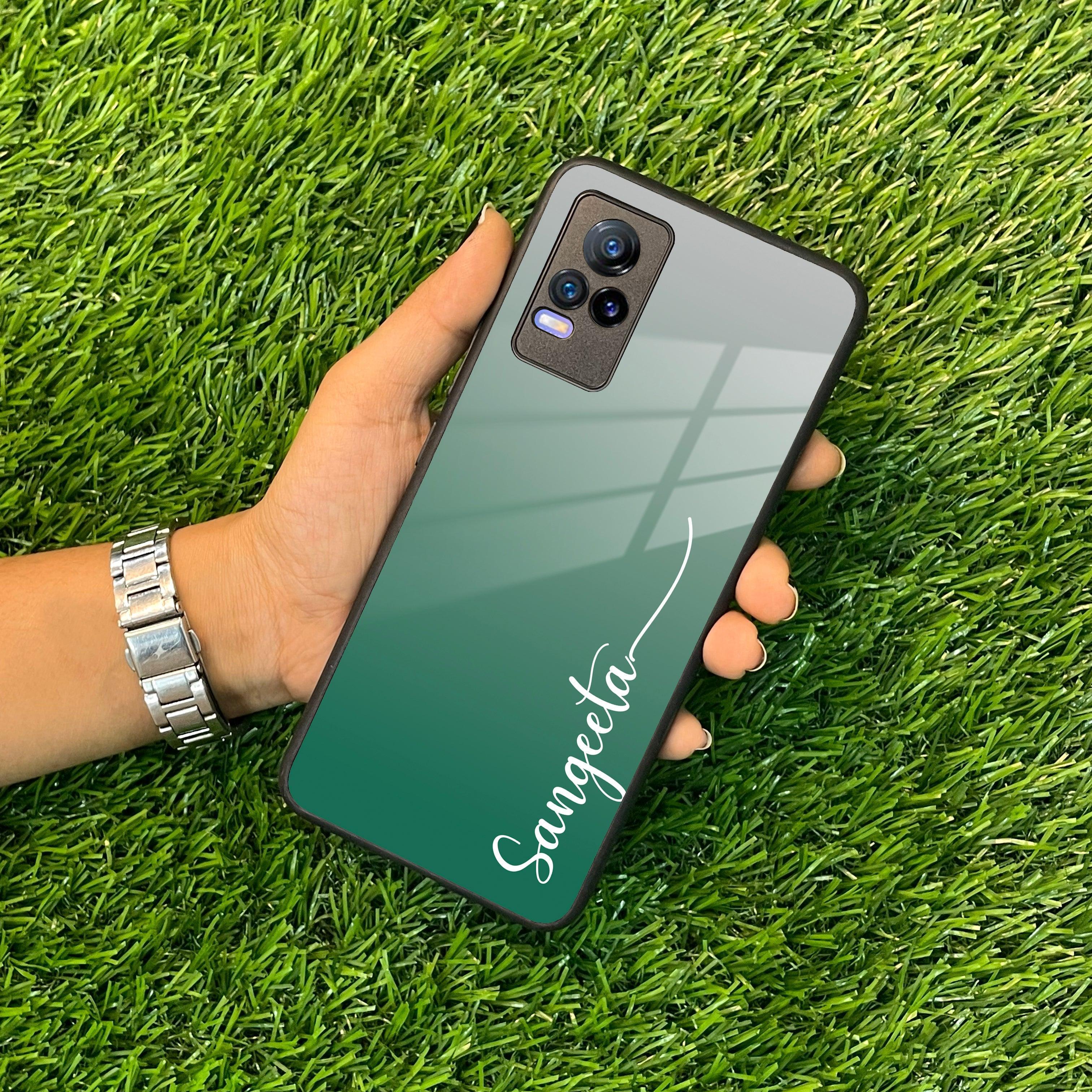 Customize Name Gradient Glass Case Cover Green For Vivo - ShopOnCliQ