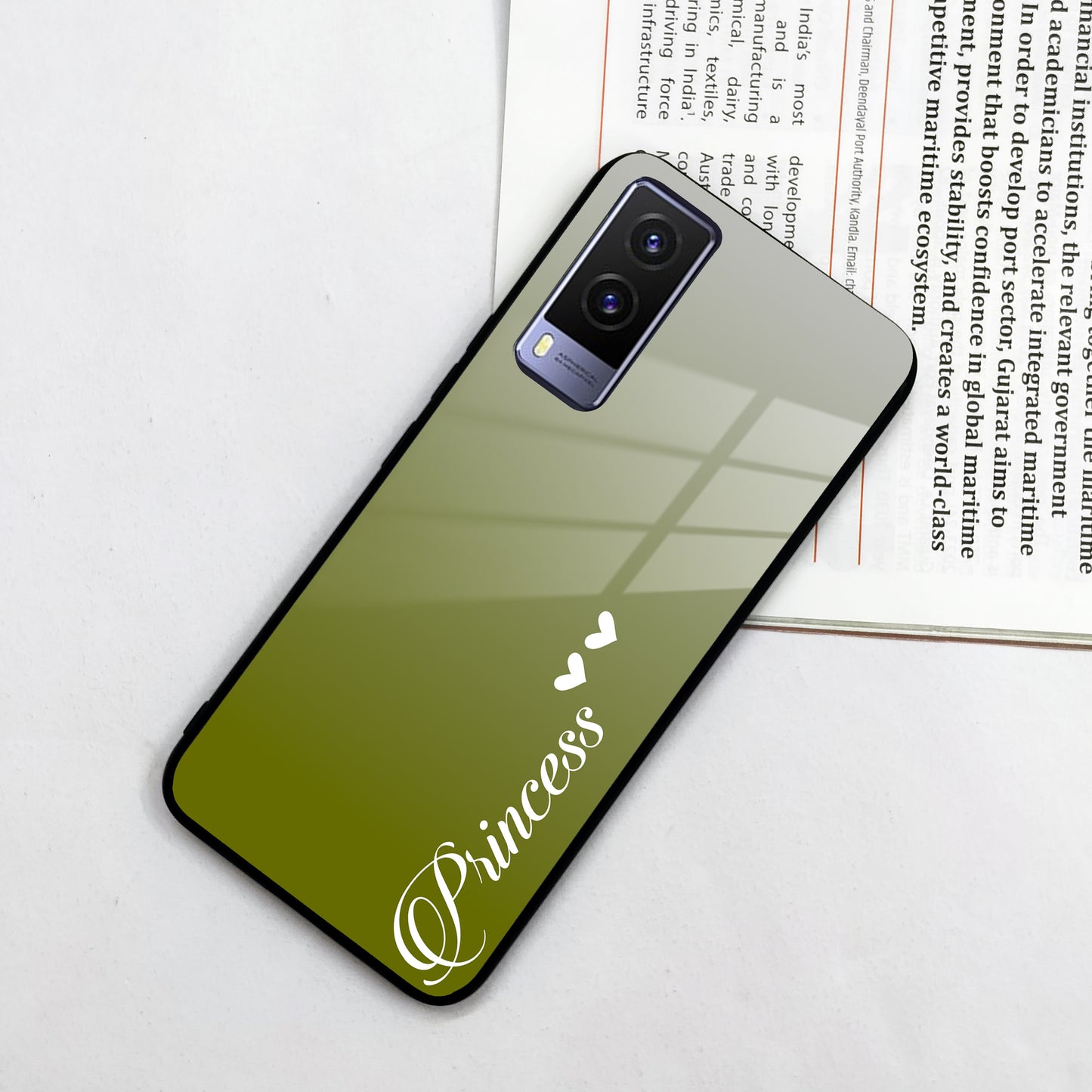 Customize Name Gradient Glass Case Cover Mint Green For Vivo