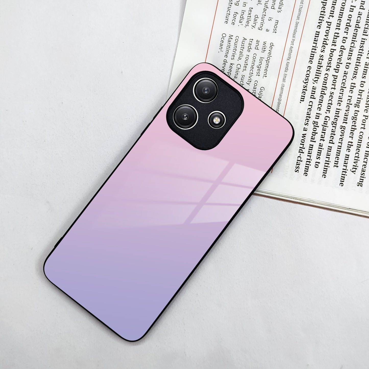 Pink Gradient Glass Case Cover For Poco