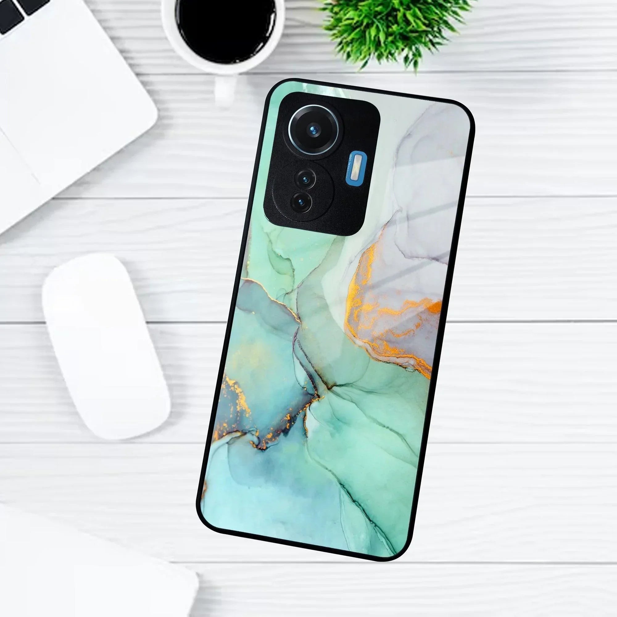 Marble Glass Finish Phone Case And Cover For iQOO - ShopOnCliQ