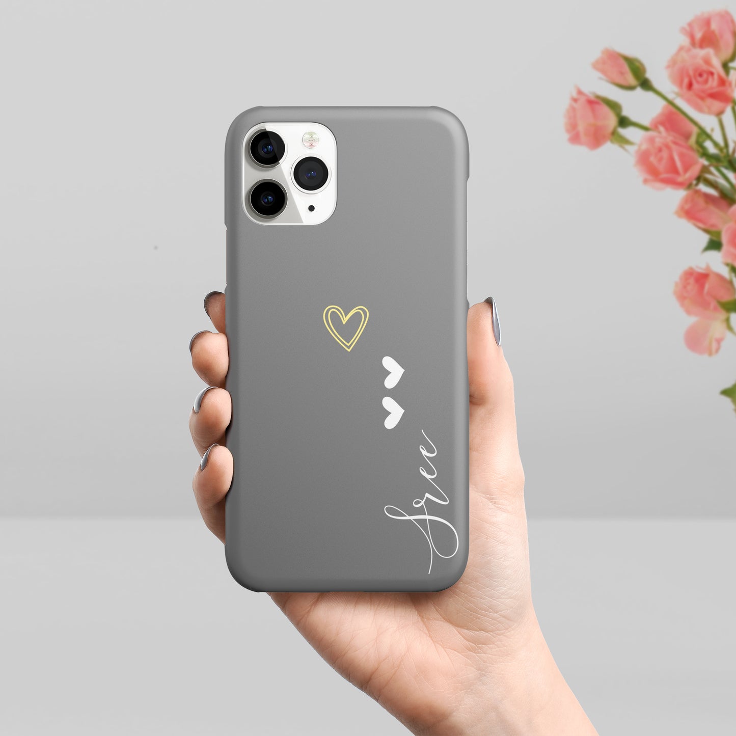 Grey And Brown Heart Phone Case Cover