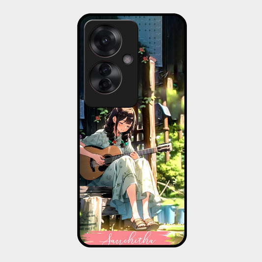 Guitar Girl Glossy Metal Case Cover For Oppo ShopOnCliQ