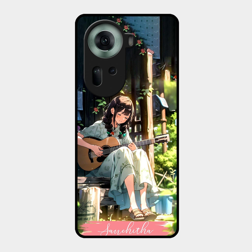 Guitar Girl Glossy Metal Case Cover For Oppo - ShopOnCliQ