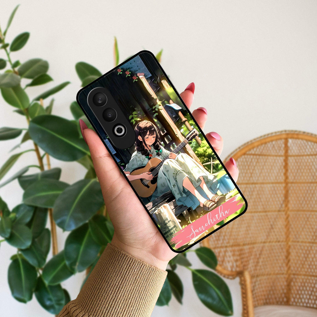 Guitar Girl Glossy Metal Case Cover For Oppo - ShopOnCliQ