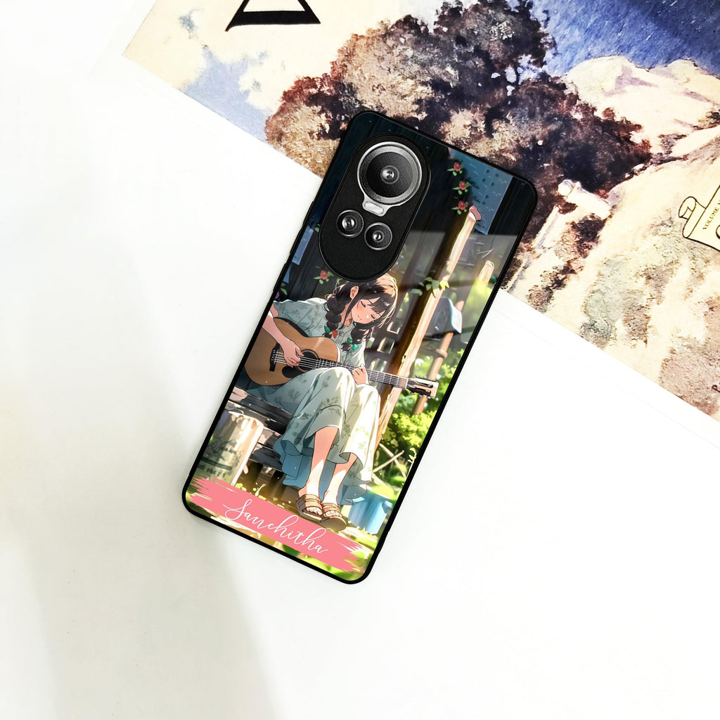 Guitar Girl Glossy Metal Case Cover For Oppo - ShopOnCliQ