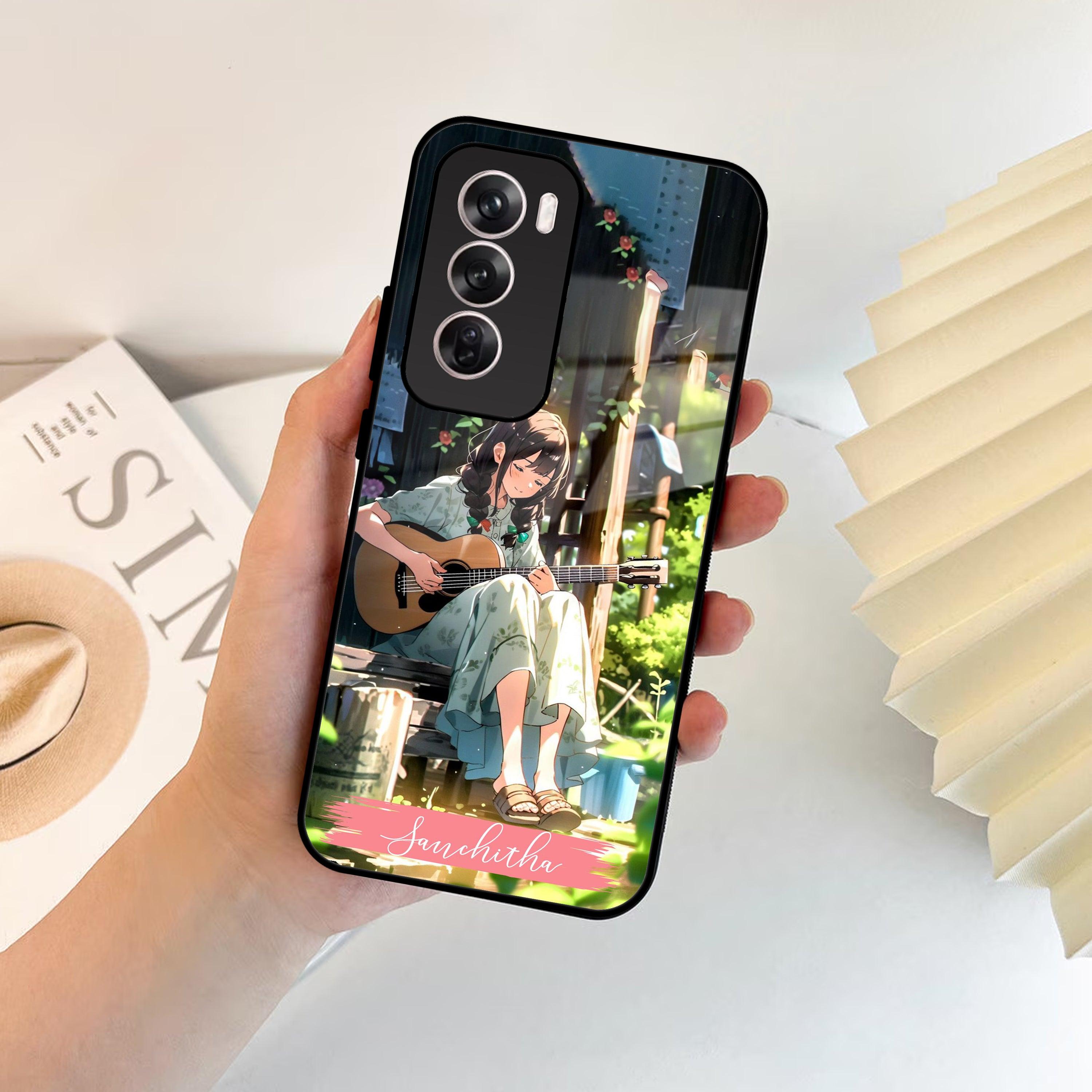 Guitar Girl Glossy Metal Case Cover For Oppo - ShopOnCliQ