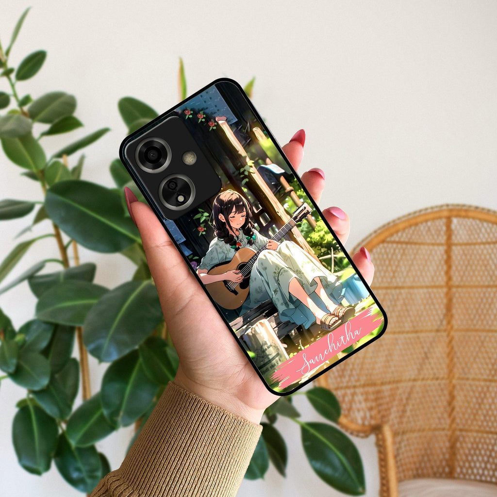 Guitar Girl Glossy Metal Case Cover For Oppo - ShopOnCliQ