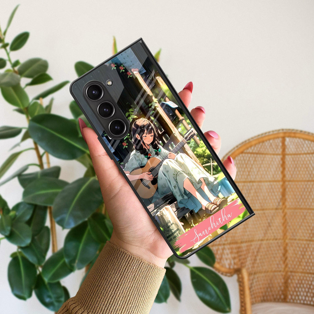Guitar Girl Glossy Metal Case Cover For Samsung - ShopOnCliQ