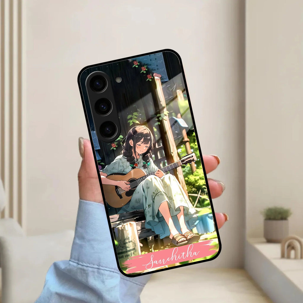 Guitar Girl Glossy Metal Case Cover For Samsung - ShopOnCliQ