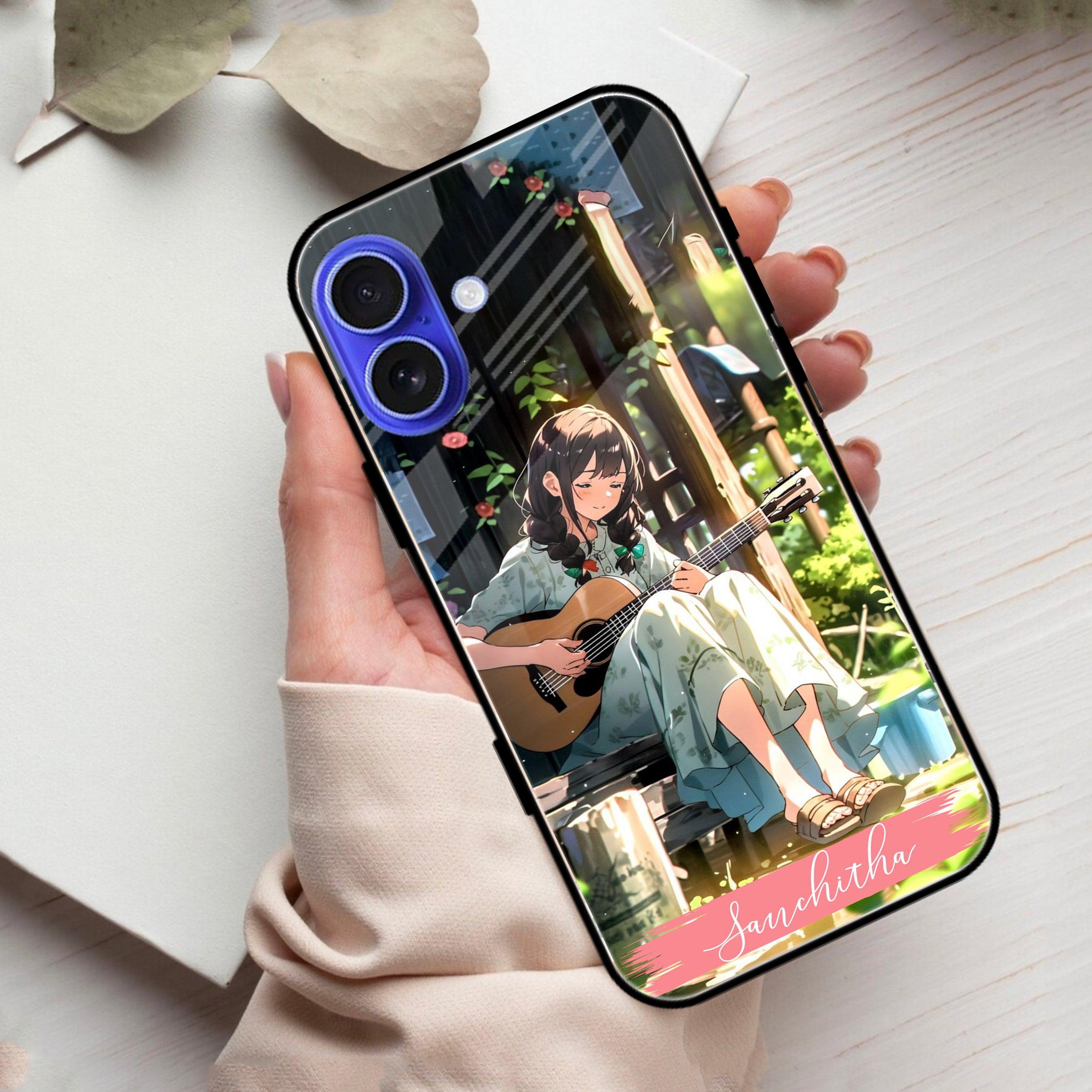 Guitar Girl Glossy Metal Case Cover For iPhone - ShopOnCliQ