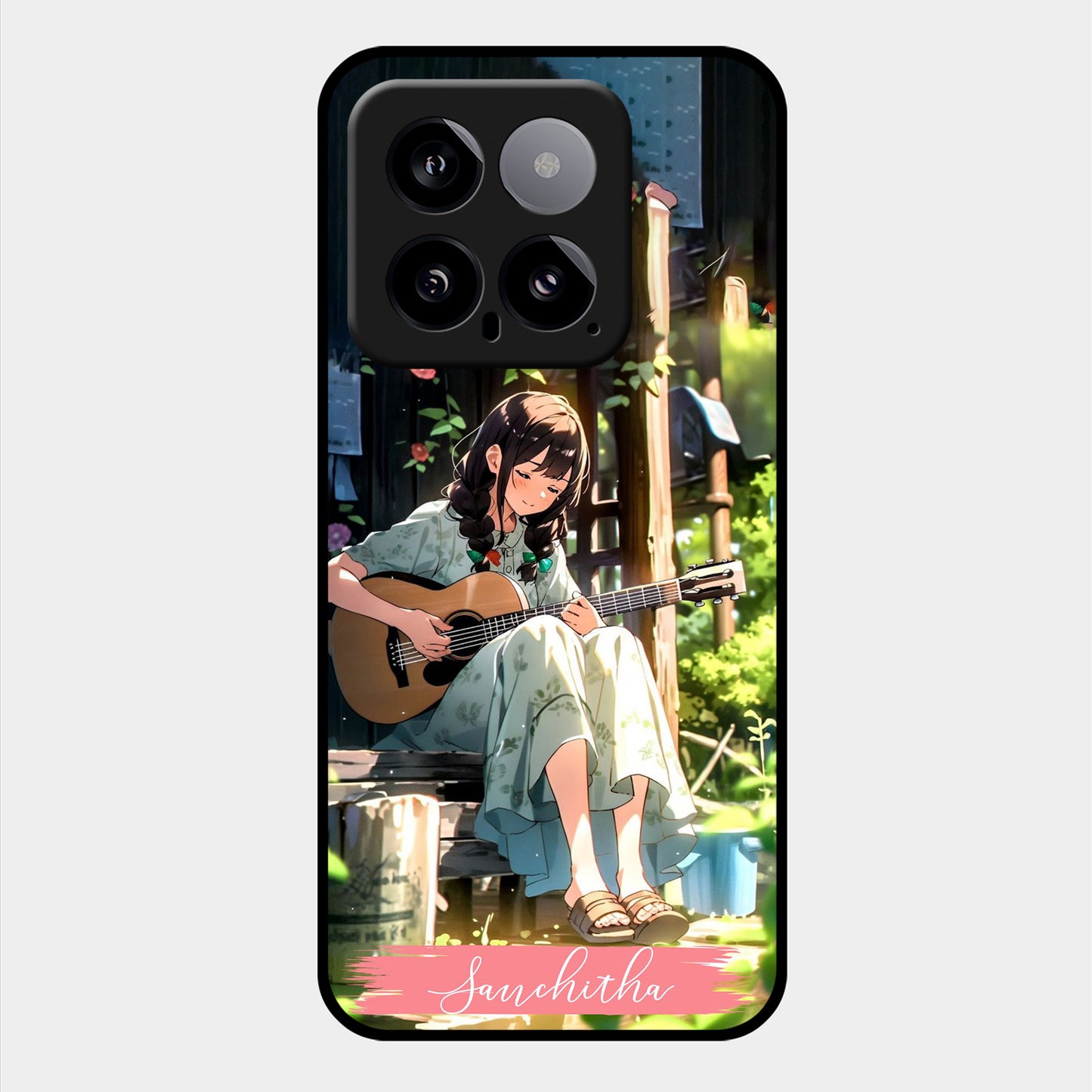 Guitar Girl Glossy Metal Case Cover For Vivo