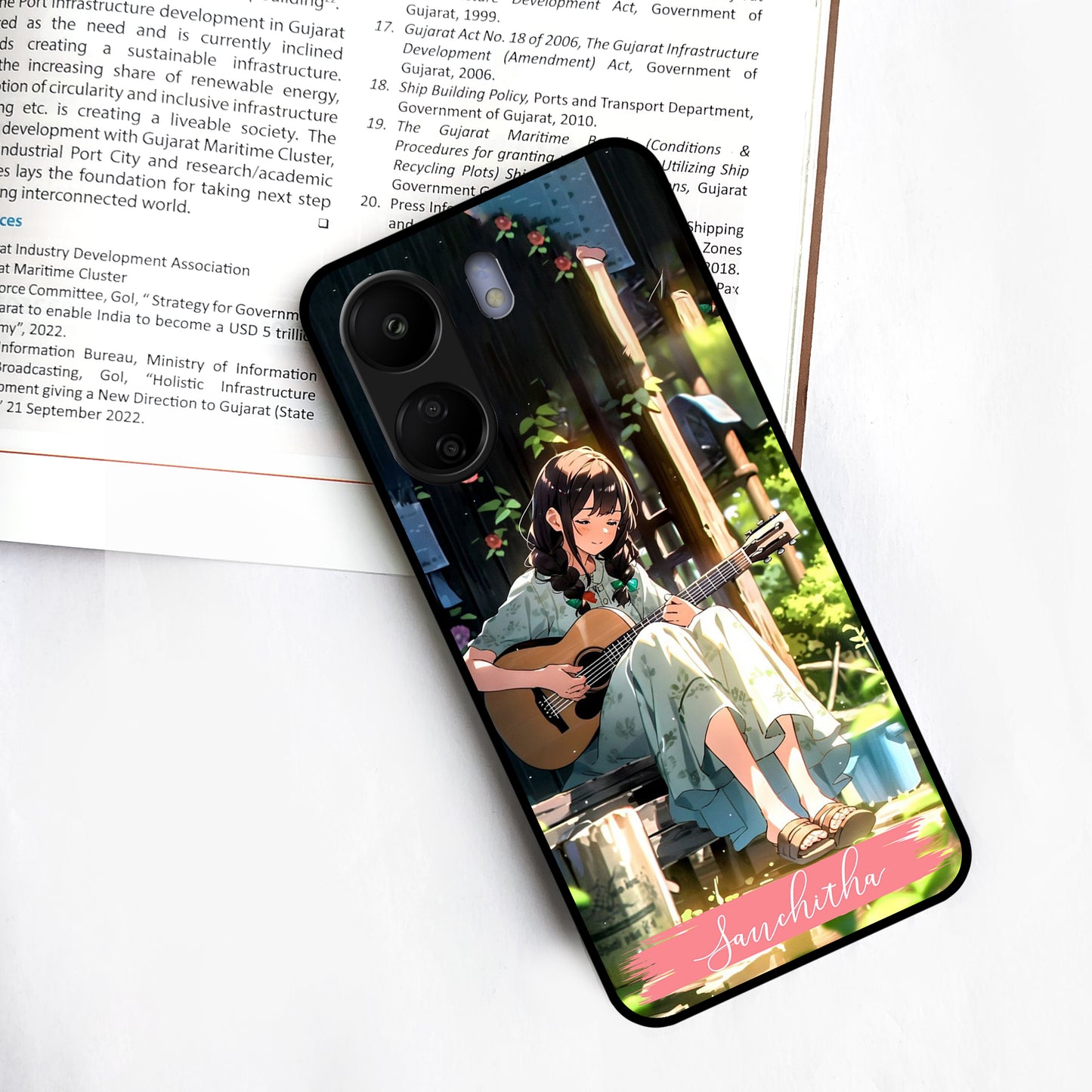 Guitar Girl Glossy Metal Case Cover For Redmi