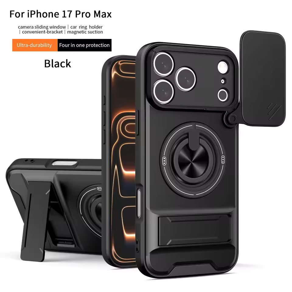 Slide Camera Lens Protection Amor Shockproof Magnetic Phone Case for iPhone