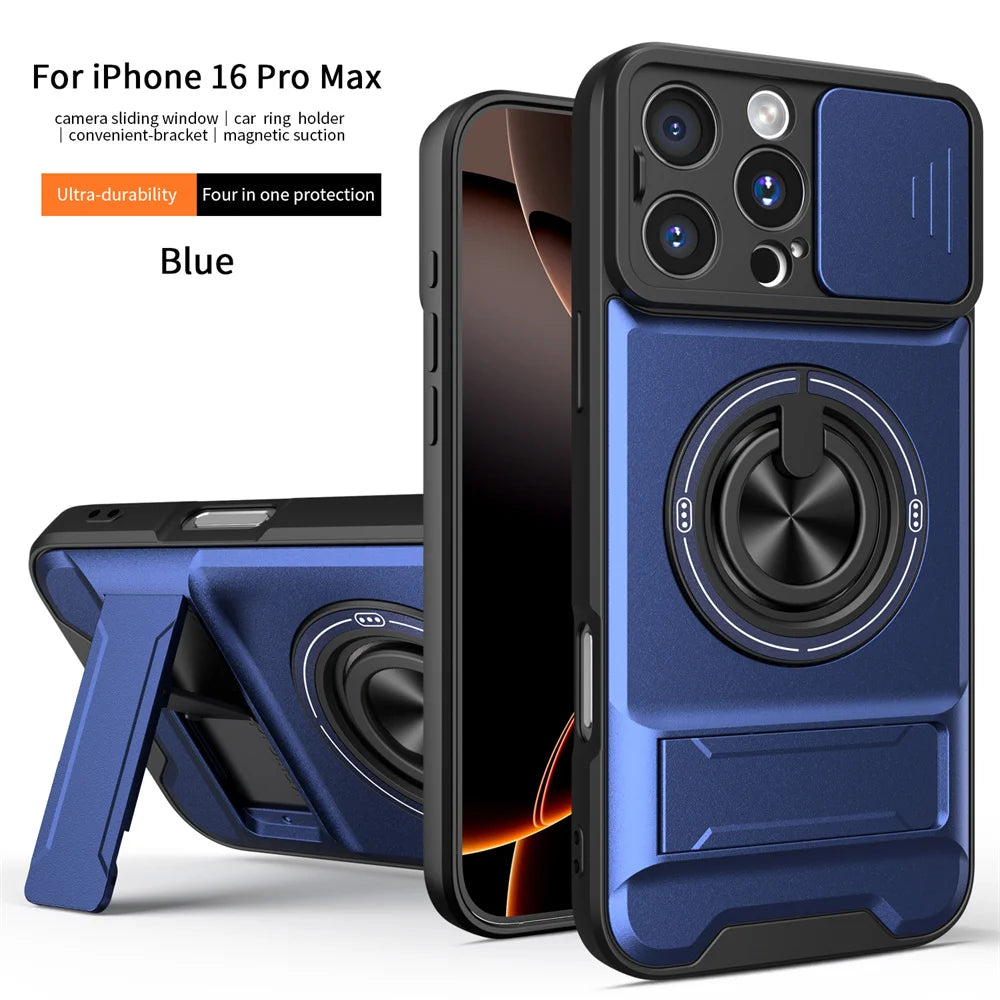 Slide Camera Lens Protection Amor Shockproof Magnetic Phone Case for iPhone - ShopOnCliQ