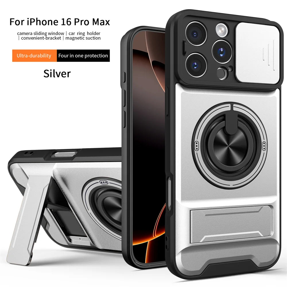 Slide Camera Lens Protection Amor Shockproof Magnetic Phone Case for iPhone - ShopOnCliQ