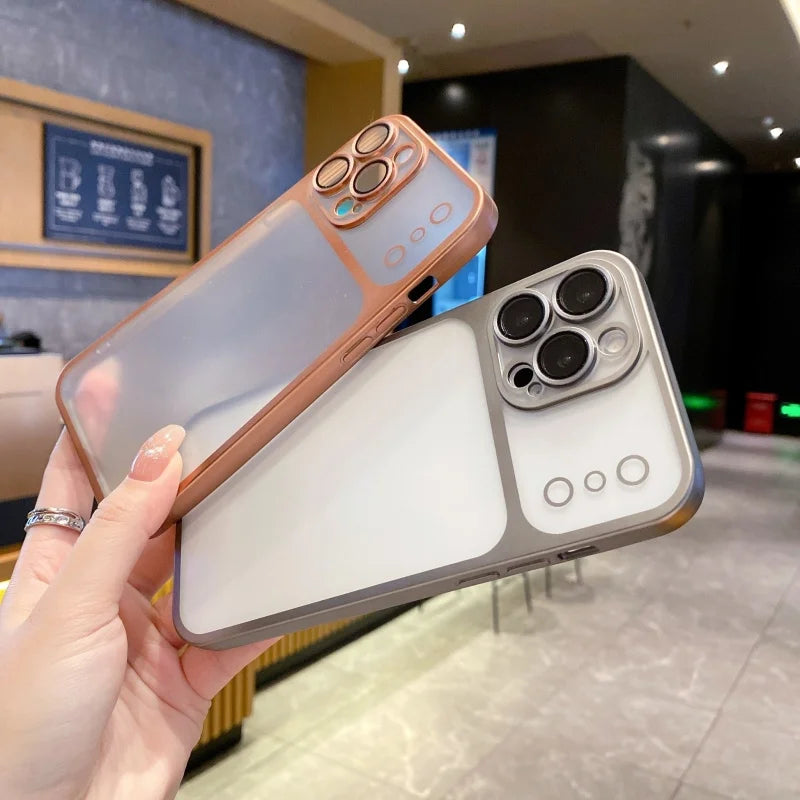 Matte Clear Electroplating Bumper Cover with Lens Protector for iPhone - ShopOnCliQ