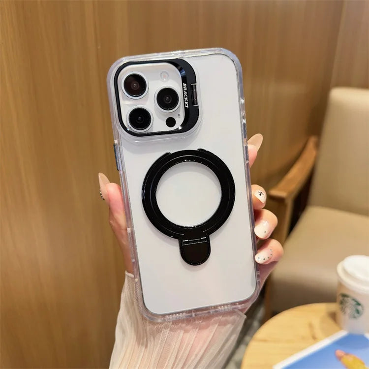 Transparent Rotated Ring Bracket Magnetic Phone Cover for iPhone - ShopOnCliQ