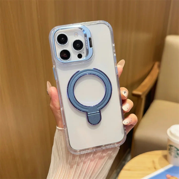 Transparent Rotated Ring Bracket Magnetic Phone Cover for iPhone - ShopOnCliQ