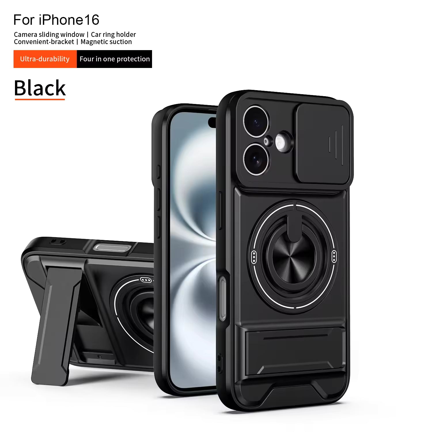Slide Camera Lens Protection Amor Shockproof Magnetic Phone Case for iPhone