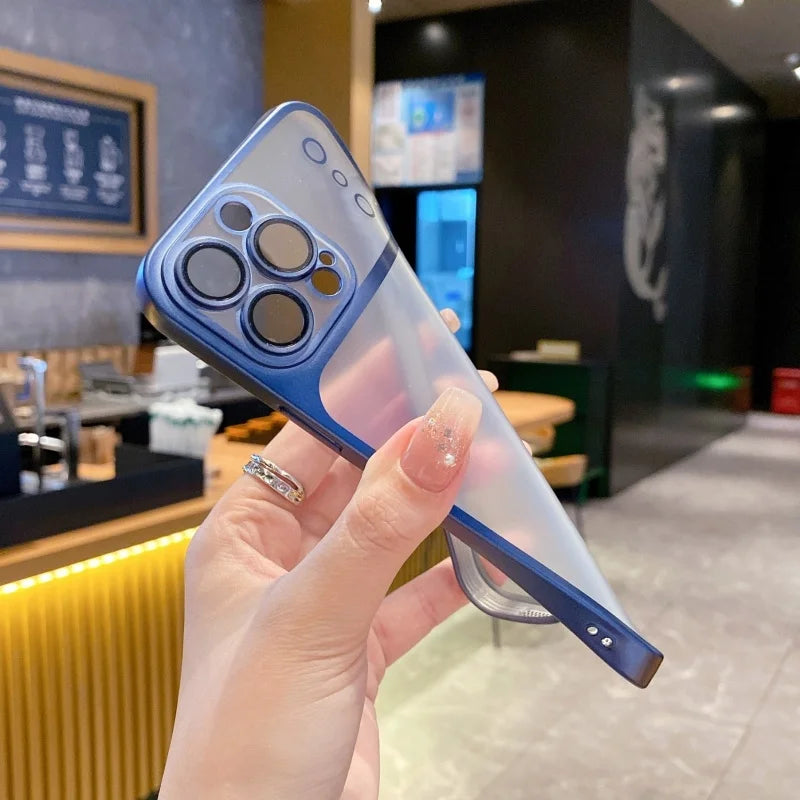 Matte Clear Electroplating Bumper Cover with Lens Protector for iPhone - ShopOnCliQ