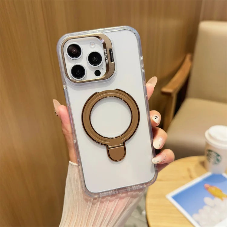 Transparent Rotated Ring Bracket Magnetic Phone Cover for iPhone - ShopOnCliQ