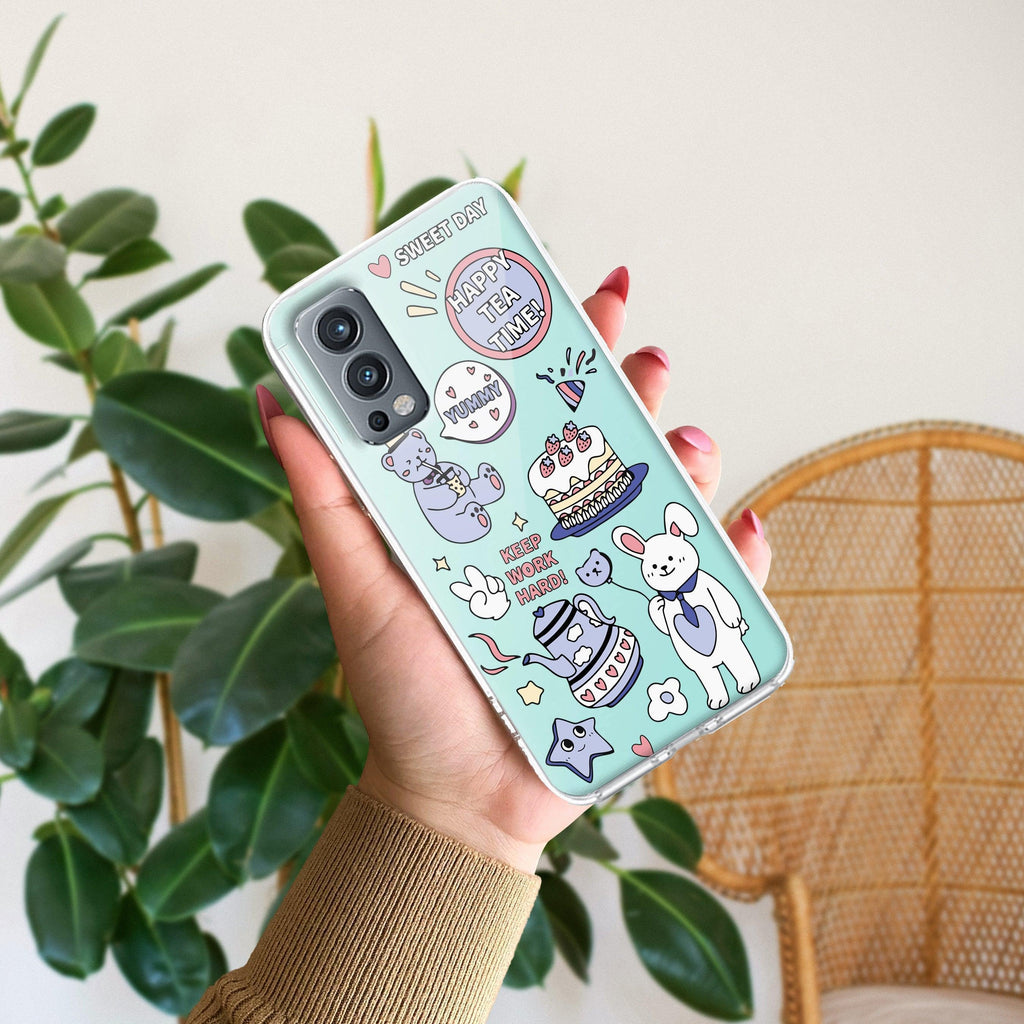 Happy Tea Time Transparent Silicon Case For OnePlus Nord 2T 5G