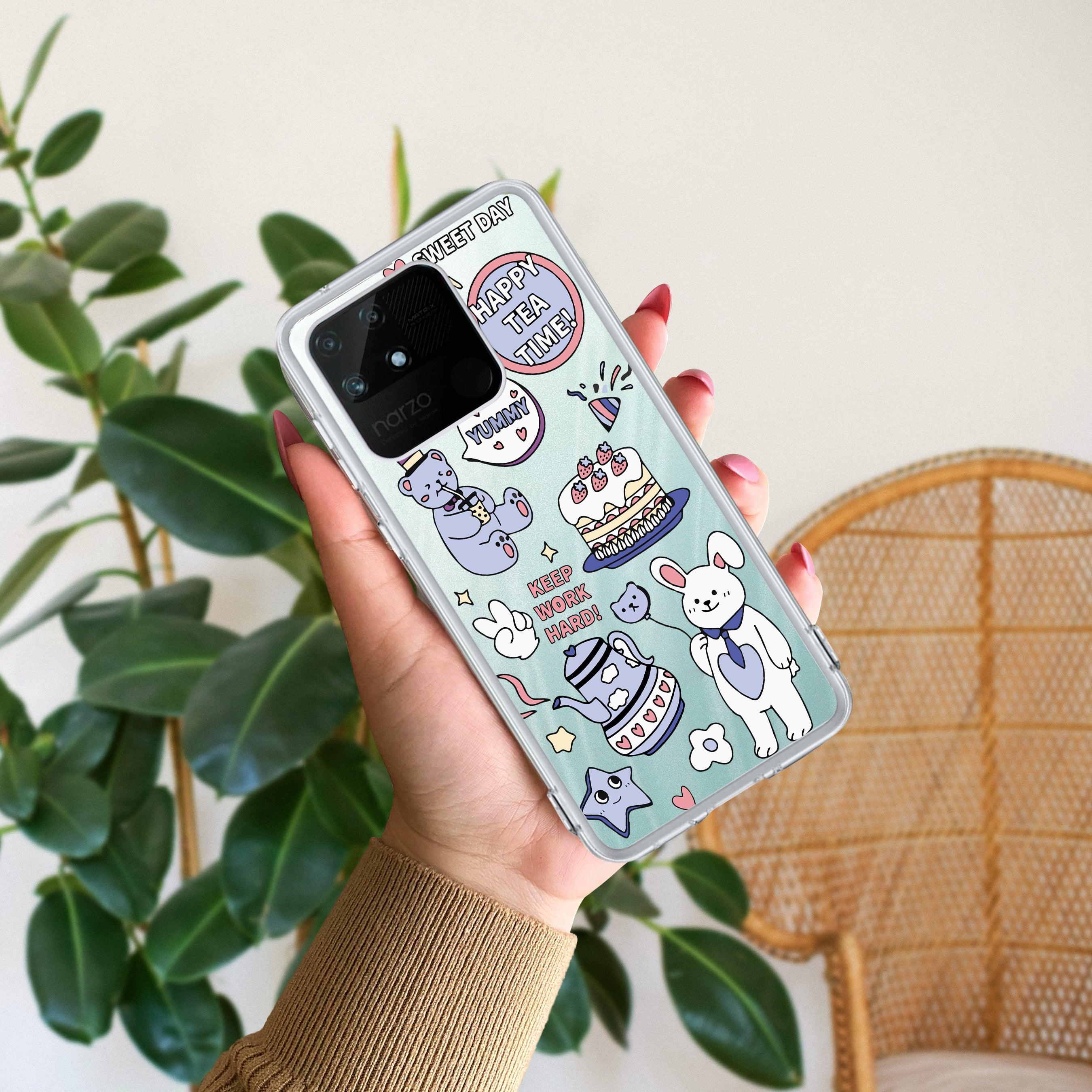 Happy Tea Time Transparent Silicon Case For Realme/Narzo - ShopOnCliQ