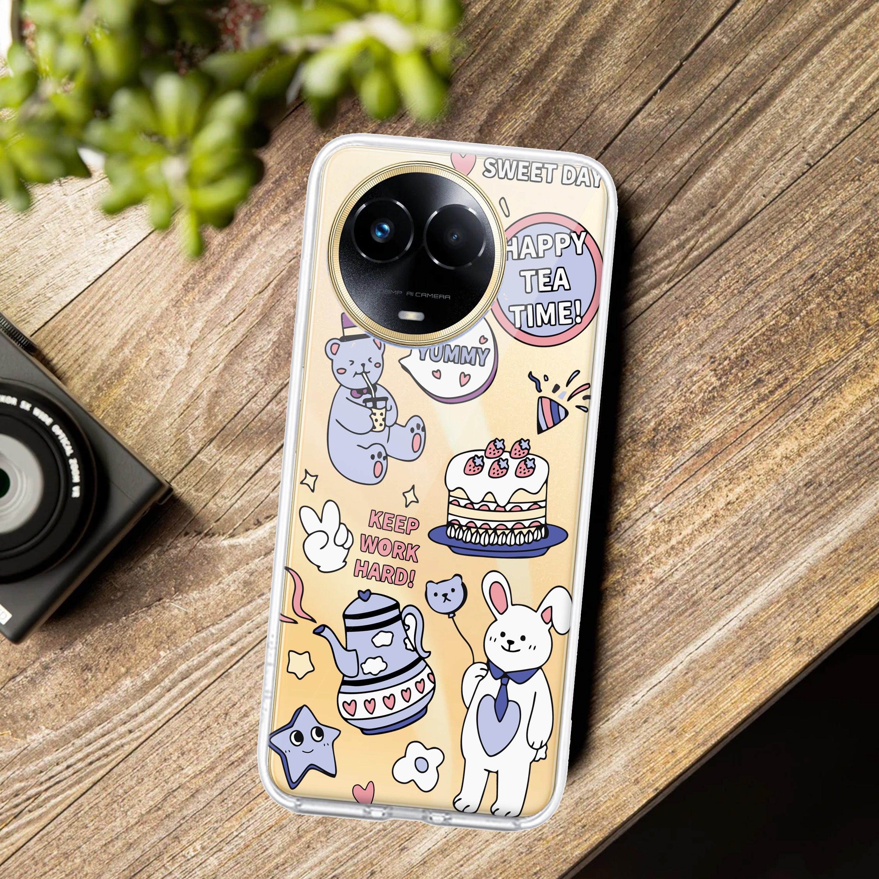 Happy Tea Time Transparent Silicon Case For Realme/Narzo - ShopOnCliQ